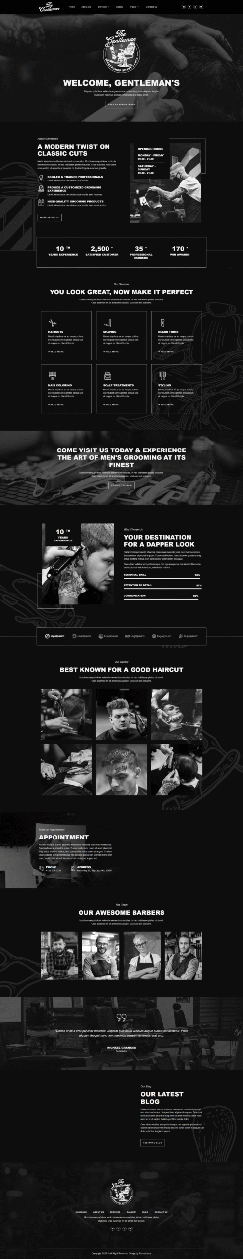 barber shop web design
