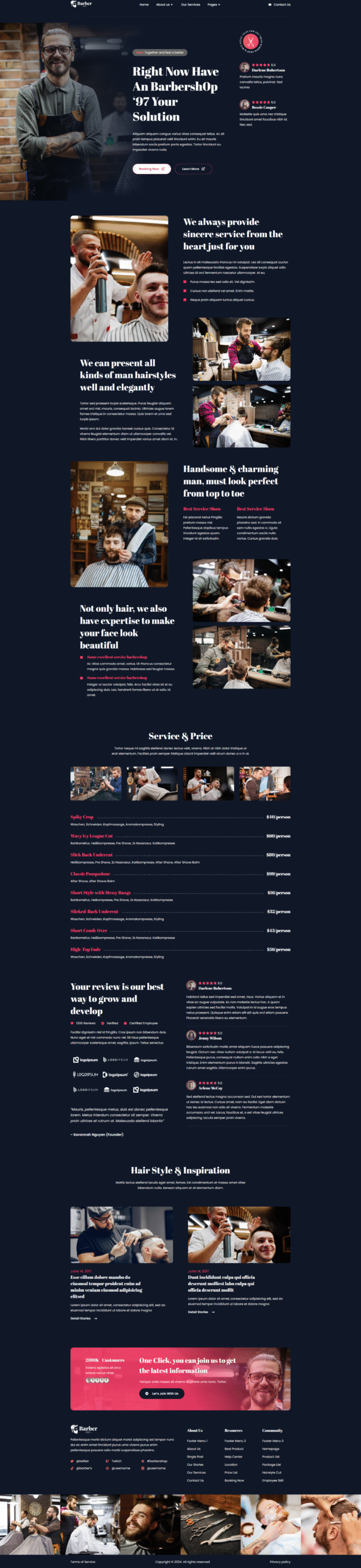 barber shop web design