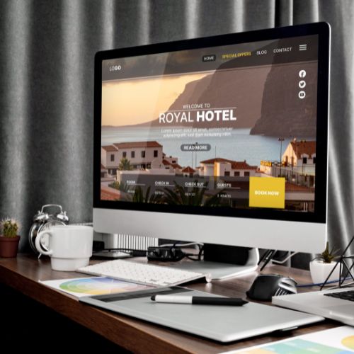 a web design in a monitor
