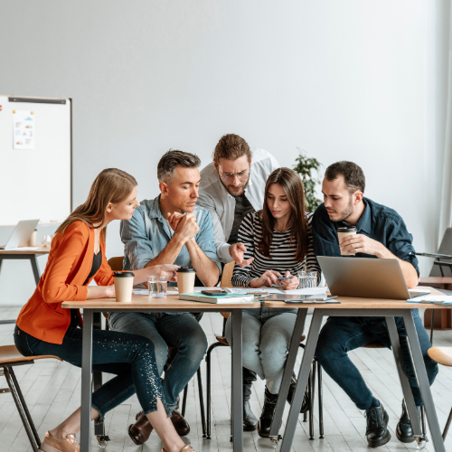 a team analyzing a work to do